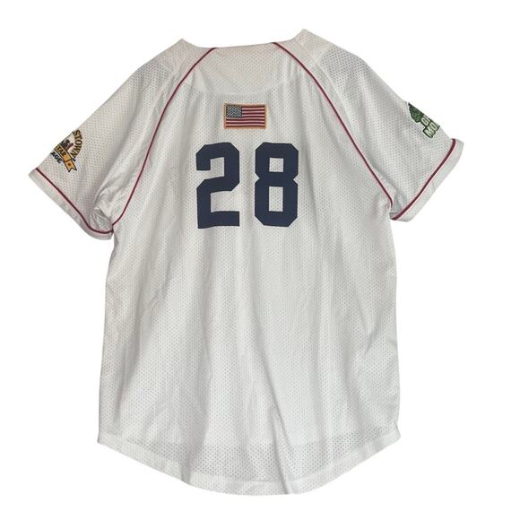 Cooperstown All Star Village Baseball Jersey Medium White #28 Green Monster - Picture 6 of 14